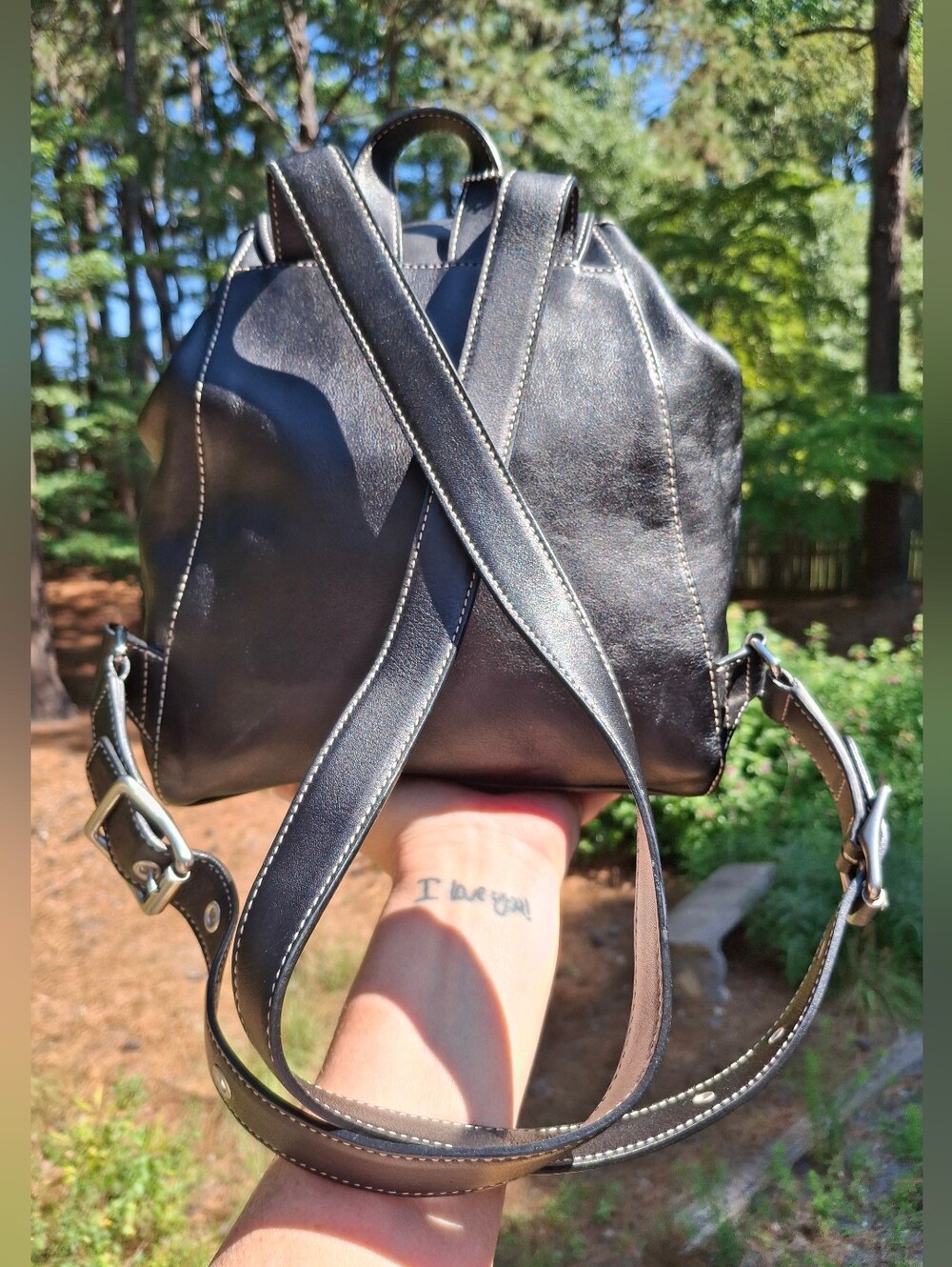 Vintage 2004 Coach Black Leather Legacy Backpack Daypack #9569 - Picture 4 of 15